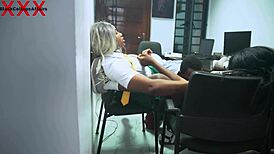 Lucky Teacher Gets Rough Sex from Two Naughty College Girls in Office for Grade Upgrades