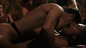 three swingers got wild with oral play at the cinema last night.