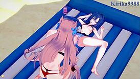 Tsubasa Kazanari and Maria Cadenzavna Eve and Chris Yukine Intense Lesbian Play and Futanari Sex - Symphogear Hentai