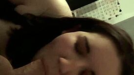 big tits gags on cock before facial