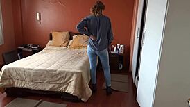 hidden cam catches wife’s stepmother dressing up and touching herself with huge curves. total sneaky peek!