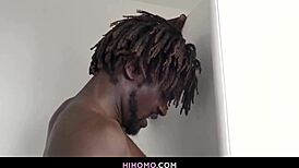 Massive bbc appears through gloryhole - devin trez and kirk cummings enjoy huge gay cum action.