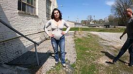 Mature Curvy Whore Flashes Thong In Outdoor Humiliation Fetish