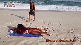 Ebony Teen Touches Pussy On Deserted Beach