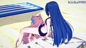 Tsubasa Kazanari and Maria Cadenzavna Eve and Chris Yukine Intense Lesbian Play and Futanari Sex - Symphogear Hentai