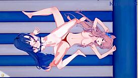 Tsubasa Kazanari and Maria Cadenzavna Eve and Chris Yukine Intense Lesbian Play and Futanari Sex - Symphogear Hentai