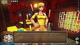 in hornycraft parody, watch the femdom with huge tits get her face covered in hot cum? so messy!