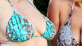 Nipple Suckers Jelena Jensen and Sensual Jane Dominate Pool Pussy Party