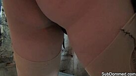 Bound Submissive in Stockings Endures Choking and Spanking Domination