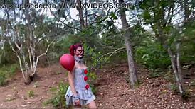 Oh No, The Scarecrow Takes It In The Ass! Halloween Outdoor Anal