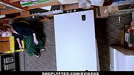 Shoplyfter teen Lexi Lore complies with security officer using her tight pussy.