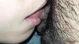 I’m devouring my step sister’s juicy unshaved pussy in a steamy homemade clip.