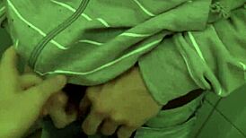 real couple bangs hard in public restroom.