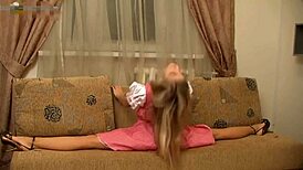 just a hot flexible blonde stretching live on webcam