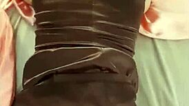 watch this french slut in satin dress suck and get doggystyled