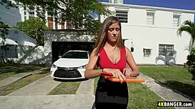 Bubble butt naive babe Alexa Vega gets fucked hard in a van