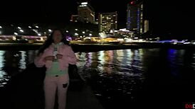 public pickup guy dares girl for cash sex.