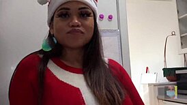 Baking Christmas Cookies with Girlfriend in Kitchen Upskirt Cameltoe Fun