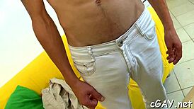 Double anal action in wild homo three-some