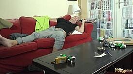 Teens Slurp Cumshot After Hot Steamy Threesome With Older Men