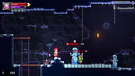 Scarlet maiden faces intense boss battle in hentai game part 3, exploring new erotic areas.