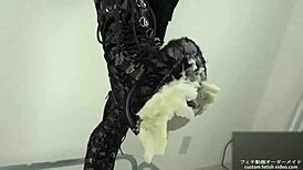 Asian babe stomps noodles in shoes for foot fetish excitement.