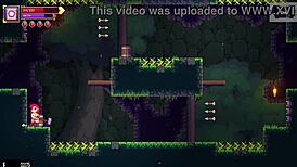 Scarlet maiden faces intense boss battle in hentai game part 3, exploring new erotic areas.