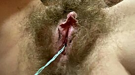 i came twice with my hairy pussy close up, big clit dripping wet