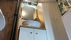 Redhead Girlfriend Teases In Bathroom