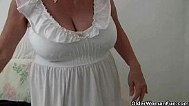 british granny works her pantyhosed old pussy with skilled fingers in high definition