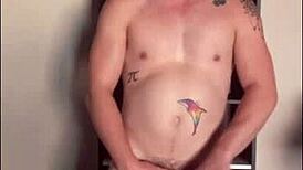 Hey, check this twink stroking his huge cock in sunlight!