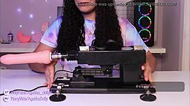 agatha dolly unboxes her new sex machine. her latina ass shakes at incredible speed on all fours.