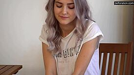 Russian virgin teen Tieny Mieny shines in hot scene.
