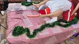 Sucking my big ass stepmom's pussy and ass for christmas