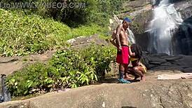 we took the hot black girl to the waterfall and fucked her