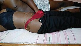 Petite ebony teen rides tight pussy for quick homemade action