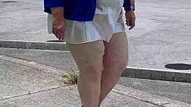 Caught Finger Fucking Myself in Car, No Panties, Risky BBW Blowjob Outdoors