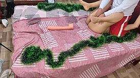 Sucking my big ass stepmom's pussy and ass for christmas