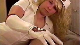 Busty Brunette Roleplays As Blonde Nurse And SUCKS Patient's COCK Until Relief!