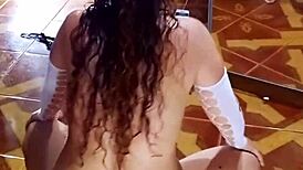 Undressing White Bodysuit and Black Panties for Sensual Toy Play