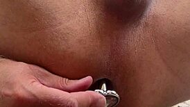 Jack Handy stretches asshole with dildo and fingering for intense solo play