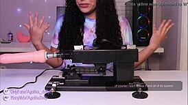 agatha dolly unboxes her new sex machine. her latina ass shakes at incredible speed on all fours.
