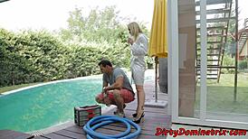 I, the glamour eurobabe, dominate the curvy beauty with bondage and dildo in femdom play.