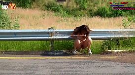 totally naked and peeing on street - danna hot, damn crazy!