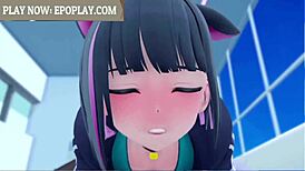 kyouyama kazusa gives cute blowjob in blue archive.