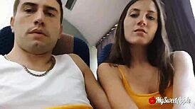 Risky Blowjob on Public Bus, She Swallows Everything!