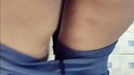 Hidden Camera Captures Mature Latina In Bathroom