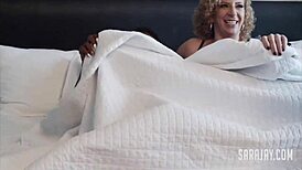 Dark diva Daya Knight and busty Sara Jay share huge dick