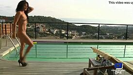 Yesenia Rock strips on balcony! Neighbors watch!