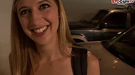 Blonde Slut With Small Tits Picked Up On Street For Naughty Pussy Fuck And Belly Cumshot